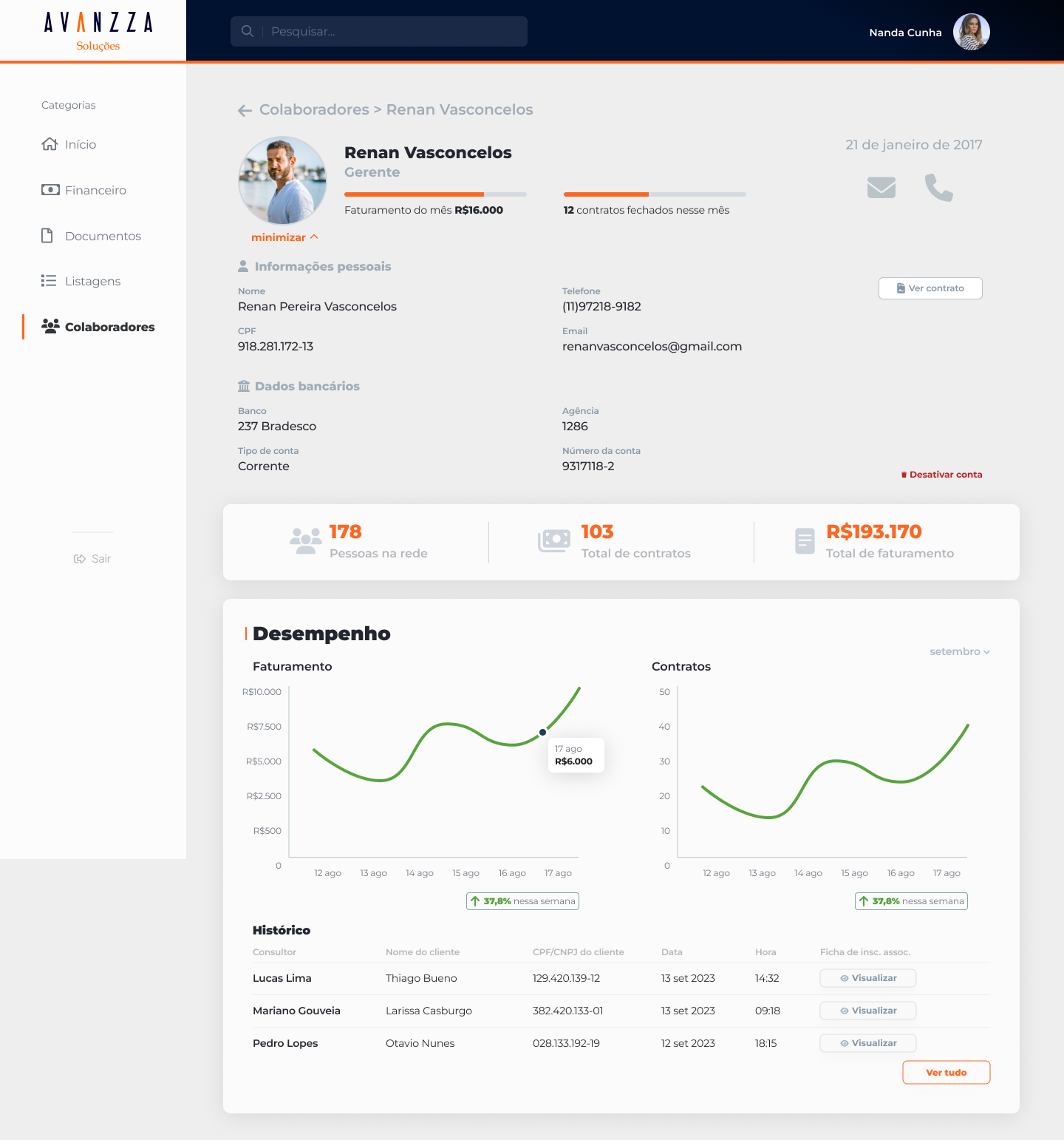 Avanzza Desktop - Custom software interface preview