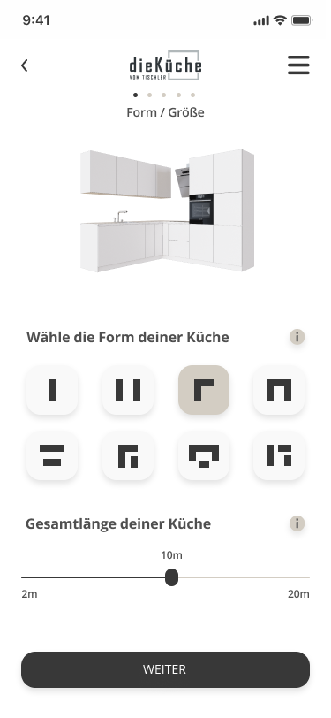DieKueche.de Mobile - Custom software interface preview