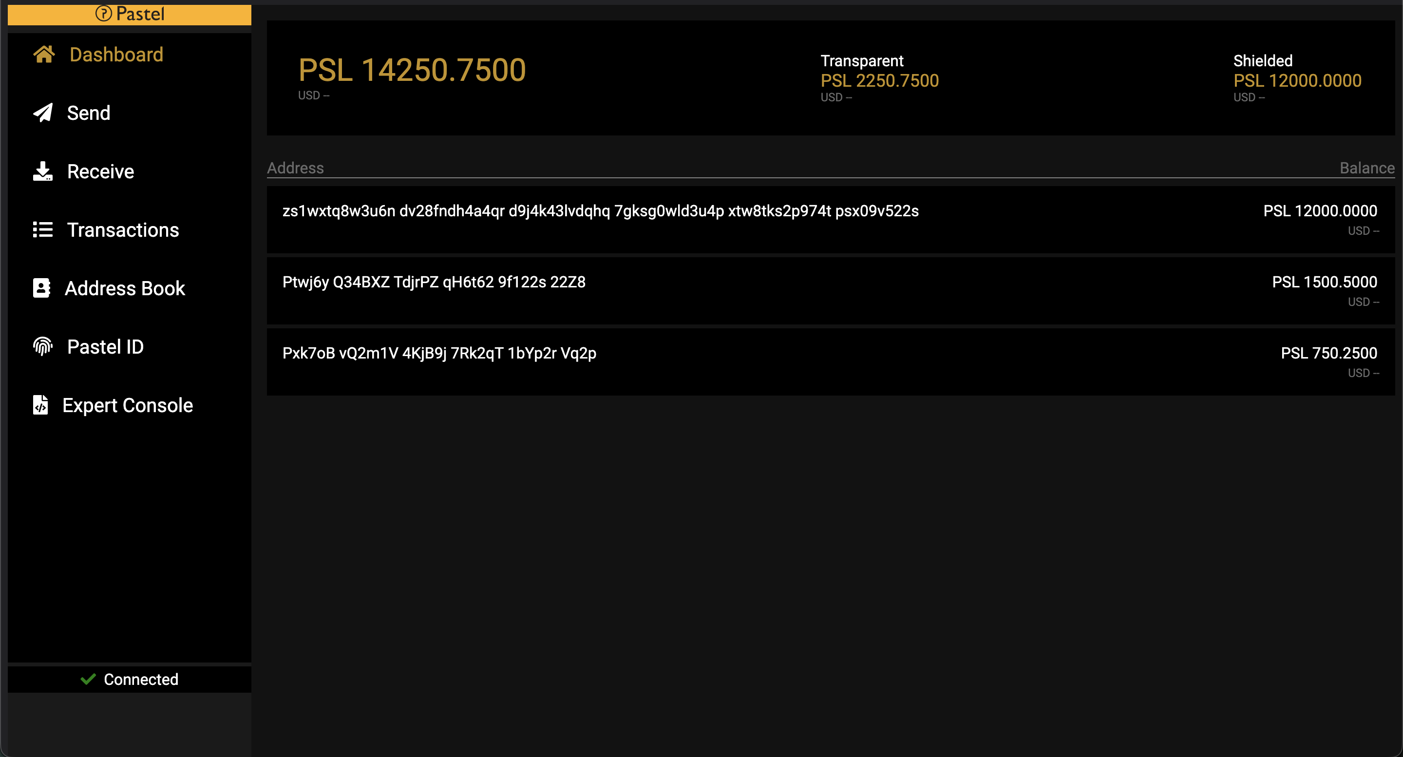 Pastel Wallet Desktop - Custom software interface preview
